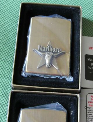 VINTAGE ZIPPO Brass MARLBORO LONGHORN BULL HEAD Cigarette Lighter 7