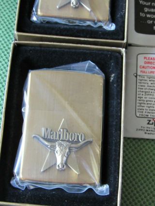 VINTAGE ZIPPO Brass MARLBORO LONGHORN BULL HEAD Cigarette Lighter 8