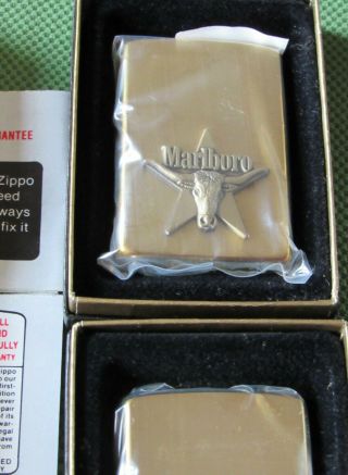 VINTAGE ZIPPO Brass MARLBORO LONGHORN BULL HEAD Cigarette Lighter 9