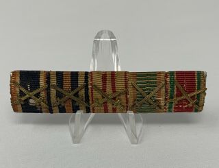 Ww1 German 5 Award Ribbon Bar With Accoutrements // Multiple War Service Awards