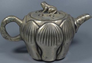 Collectable Handwork Miao Silver Carve Lotus Ancient Souvenir Tibet Tea Pots