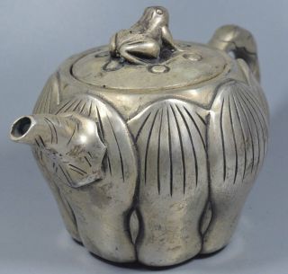 Collectable Handwork Miao SIlver Carve Lotus Ancient Souvenir Tibet Tea Pots 3