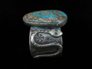 Navajo Bracelet - Huge Heavy Silver and Turquoise Snakes 2