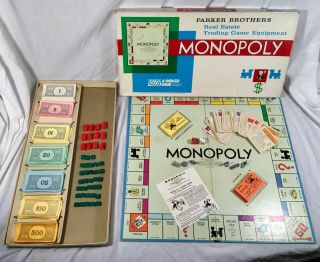 Vintage 1961 Monopoly Real Estate Board Game By Parker Brothers Inc