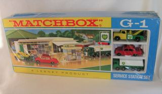 Vintage Matchbox G - 1 Service Station Set Nmib Orig Cellophane & Cardboard Sleeve