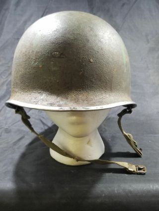 Wwii Us Army Front Seam Fixed Bale Helmet With Strap See Pictures