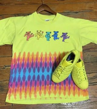 Grateful Dead Graphic Tie Dye Dancing Bear 1985 Gdm T - Shirt Size L Vtg Single S