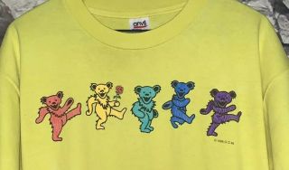 Grateful Dead Graphic Tie Dye Dancing Bear 1985 GDM T - shirt Size L VTG Single S 3