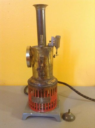 Vintage Antique Upright Weeden Electric Toy Red Brass Steam Engine