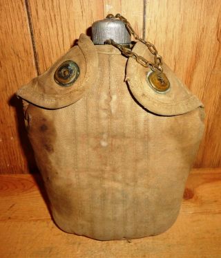Vintage Wwi 1918 Dated Us Canteen Lr&c With Cover,