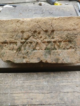 Rare Antique Brick Labeled " L&m Fort Wayne " Salavaged Deep Letters Good Conditio