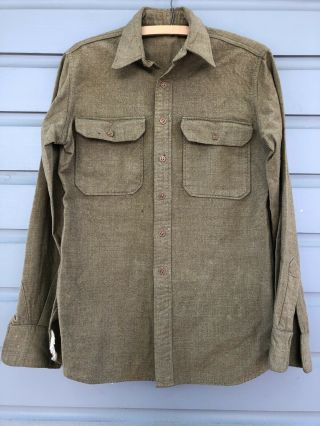 Old House Attic Find Vintage Wwi Wwii Green U.  S.  Army Men’s Uniform Shirt Blouse