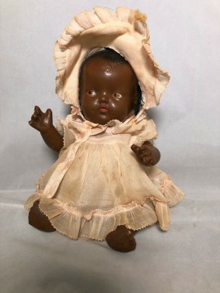 Antique African American Baby Doll In Clothes,  Stored For Over 90 Years