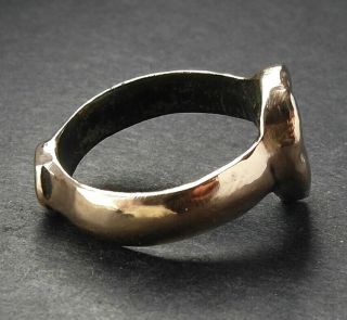 ANCIENT NORMAN BRONZE RING WITh CROSS ENGRAVING - wearable 4