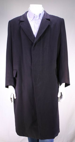 Zilli Vintage Dark Navy Blue 100 Cashmere Full Length Overcoat 42r