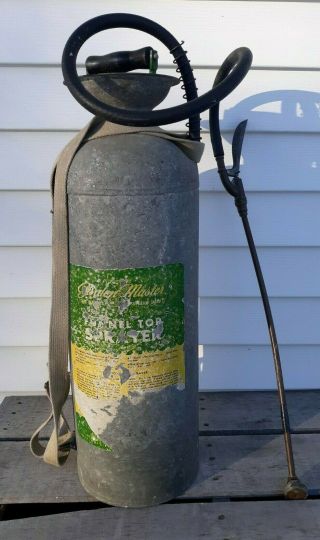 Vintage Antique Garden Master Bug Sprayer Duster Galvanized Steel Primitive