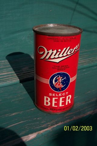Miller Select Flat Top Beer Can Red Vintage Flat Top Beer Can Maybe 1930s?