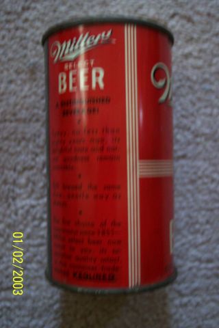 MILLER SELECT FLAT TOP BEER CAN RED VINTAGE FLAT TOP BEER CAN MAYBE 1930s? 4