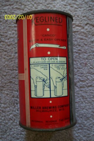 MILLER SELECT FLAT TOP BEER CAN RED VINTAGE FLAT TOP BEER CAN MAYBE 1930s? 6