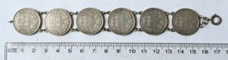 Wwi Pow Souvenir Silver Bracelet 6x Franz Joseph 1 Krone