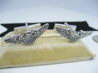 Antique Vintage Wwii Era Us Army Air Corps Wing Pin Cufflinks 835 Solid Silver
