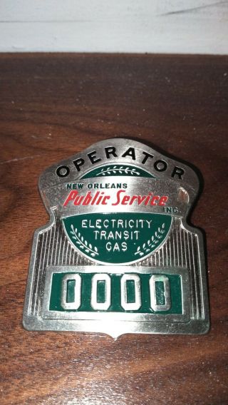 Rare Vintage Orleans Public Service Transit Bus Trolley Operator Hat Badge