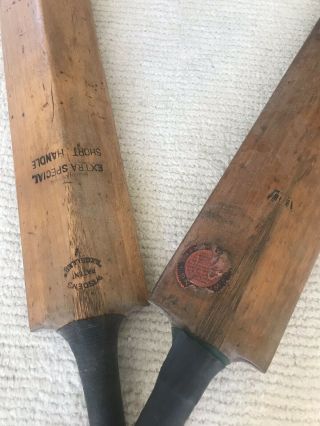 ⭕️ Antique Vintage Cricket Bats Both Stamped And Signed 3