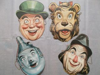4 Rare Iconic Vintage 1939 Wizard Of Oz Movie Release Paper Masks