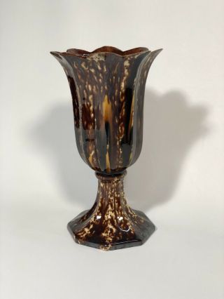 Antique Bennington Pottery Flint Enamel Yellow Ware Tulip Vase 1849 - 1858 Rare