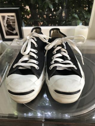 Vintage Jack Purcell Converse Shoes M 5 W 7 Black Shell Toe Sneakers Made In Usa