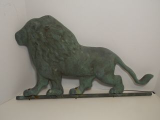 Vintage Unusual Copper Lion Molded Weathervane