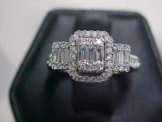 Estate.  85ctw Natural Baguette Cut Diamond Halo Promise Ring 10k White Gold Sz6