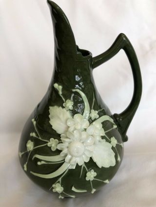RARE Antique KTK Lotus Ware Grecian Vase Olive Green 