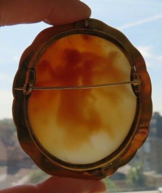 Antique 1870 Large Shell Cameo & Gold Frame of Aurora with Genius of Light 2