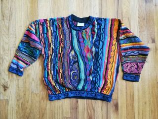 Vintage 90s Coogi Australian Cosby Sweater Size Medium Rainbow Multicolored