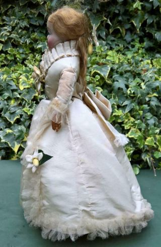 Delightful All Antique Wax Over Papier Mache Bride Doll 15 1/2 " C1800s