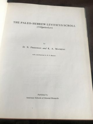 The Paleo - Hebrew Leviticus Scroll D N Freedman K A Matthews Ancient Manuscript 7