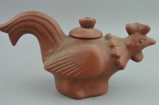 Collectable Noble Souvenir China Pruple Sande Carve Sound Rooster Old Teapot