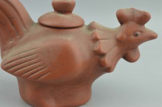 Collectable Noble Souvenir China Pruple Sande Carve Sound Rooster Old Teapot 2
