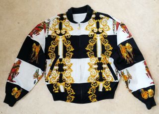 Versus Gianni Versace Jacket Vintage Print Rare Baroque Bomber Size 34/48