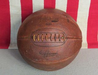 Vintage 1920s Tru Sport Leather Official Basketball W/laces 8 Panel Antique Ball