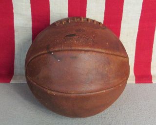 Vintage 1920s Tru Sport Leather Official Basketball w/Laces 8 Panel Antique Ball 3