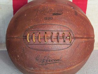 Vintage 1920s Tru Sport Leather Official Basketball w/Laces 8 Panel Antique Ball 4