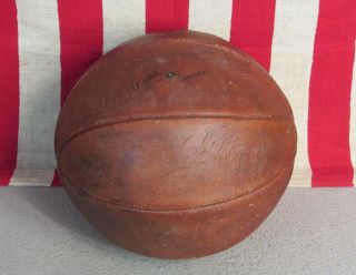 Vintage 1920s Tru Sport Leather Official Basketball w/Laces 8 Panel Antique Ball 5