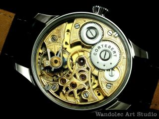 CORTEBERT Vintage Men ' s Wrist Watch Skeleton Noble Design Mens Wristwatch Swiss 7