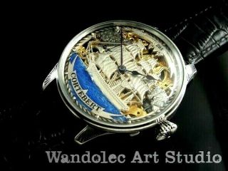 CORTEBERT Vintage Men ' s Wrist Watch Skeleton Noble Design Mens Wristwatch Swiss 9