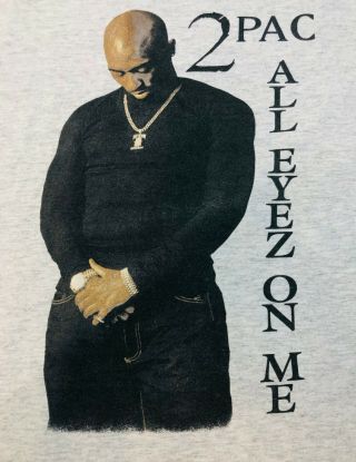 Tupac Shakur 2pac All Eyez on Me Death Row shirt 90 ' s Vintage Gray Gildan XXL 3