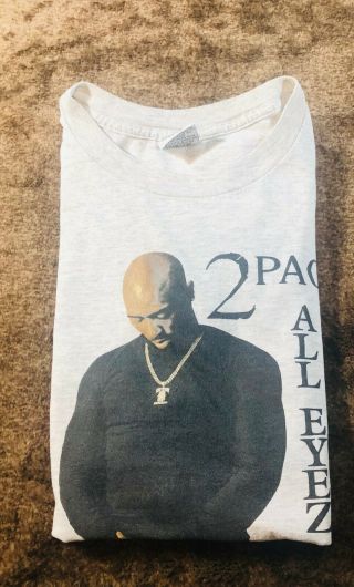 Tupac Shakur 2pac All Eyez on Me Death Row shirt 90 ' s Vintage Gray Gildan XXL 6