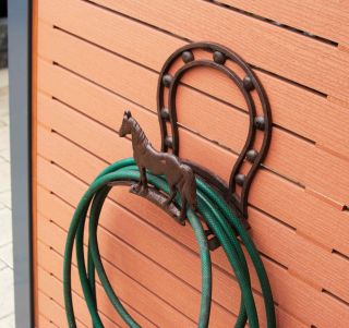 Hose Holder Cast Iron Horse SREDA Decorative Horseshoe Reel Hanger Antique Rust 3