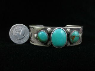 Old Pawn Navajo Bracelet - Silver and Turquoise 5